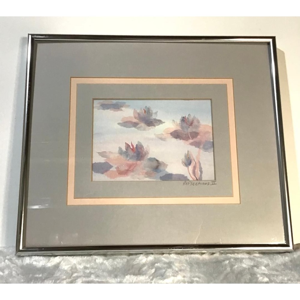 Henry‎ Howells Reflections II Water Lillies Framed Photo 14" x 12" Coastal Beach
